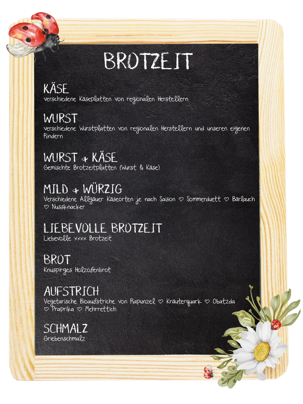 Speisekarte Beim Thanner
